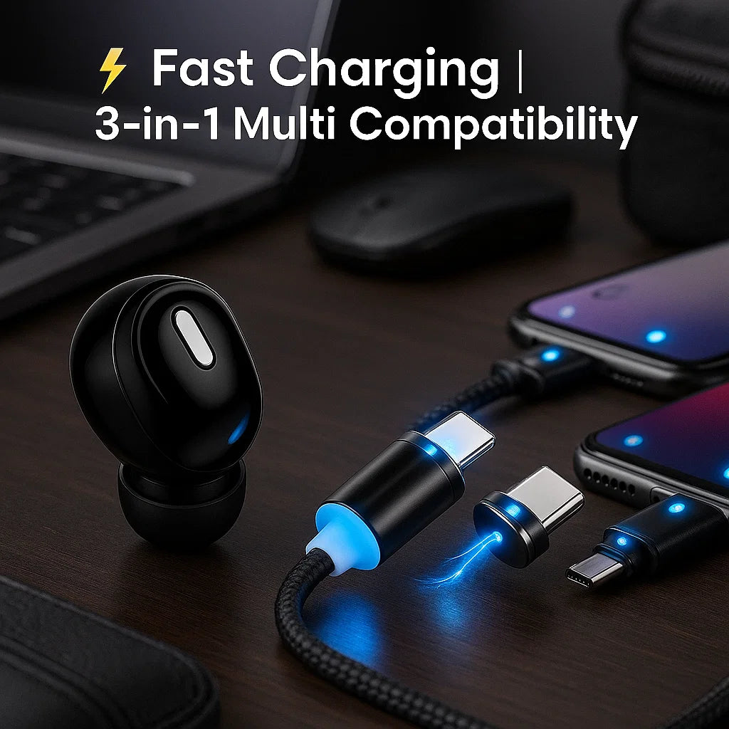 Smart Combo: X9 Mini Bluetooth 5.0 Earbud + 3-in-1 Magnetic Fast Charging Cable (Limited Edition)