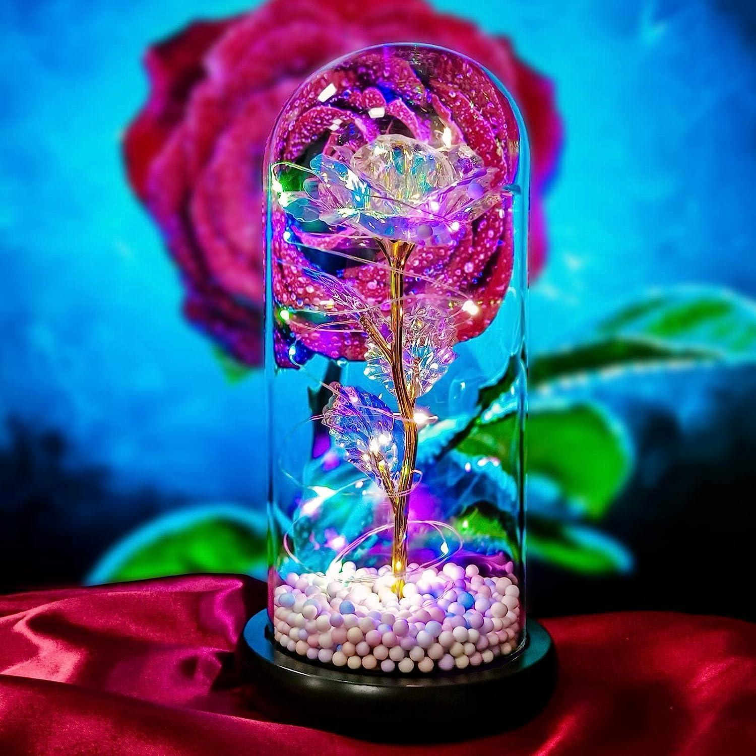 Enchanted LED Rose Dome Lamp – Aesthetic Gift for Her | Romantic Night Light Decor