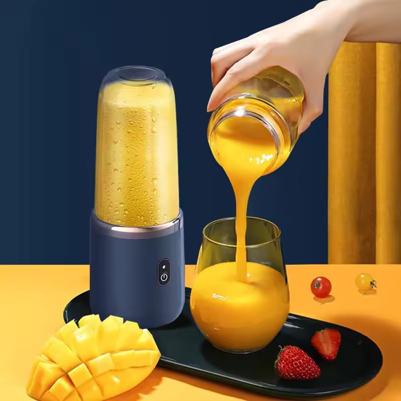 Portable Mini Juicer Blender – 6-Blade USB Rechargeable Smoothie Maker, 400ml Cup - DailyFixx 