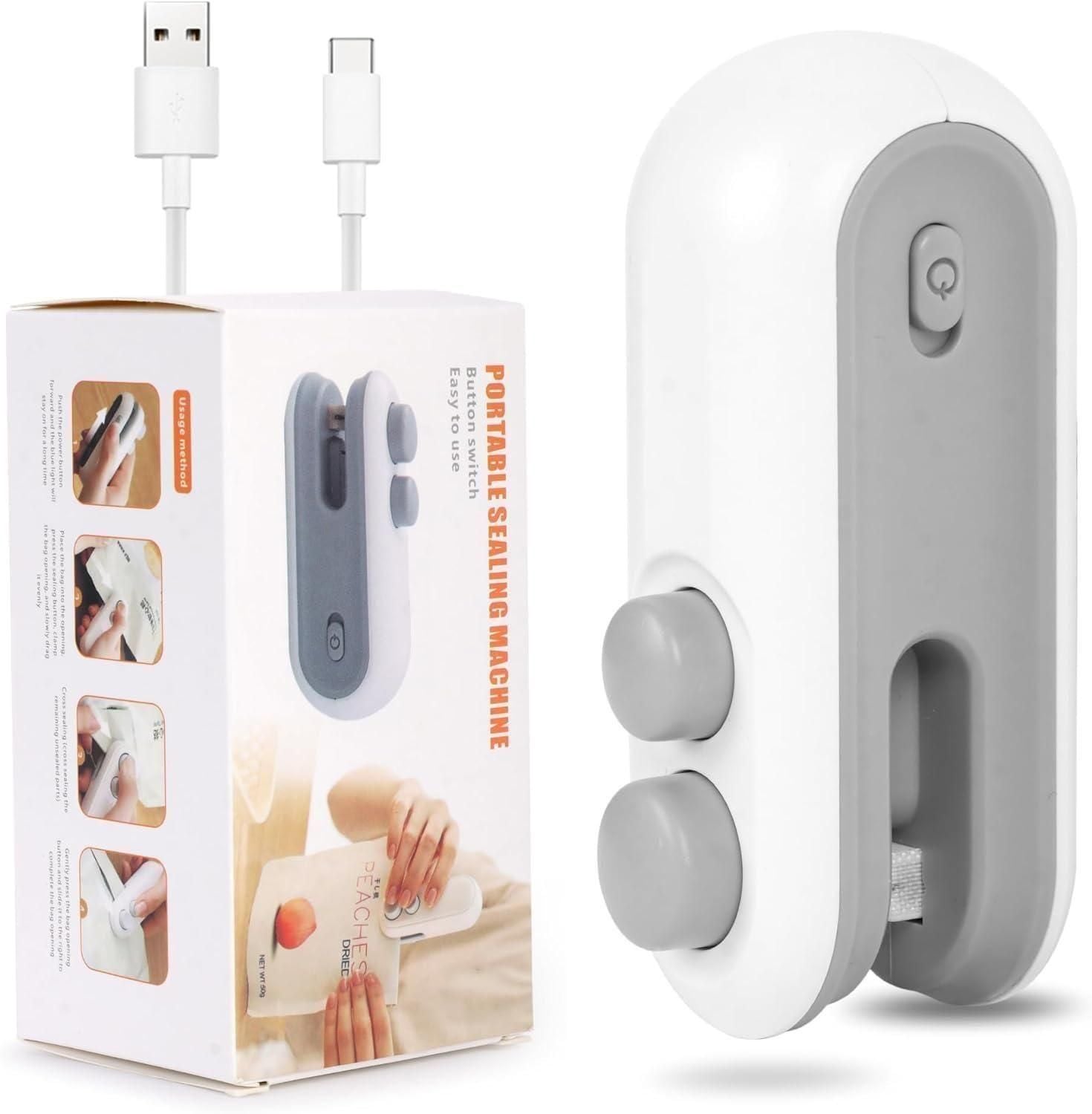 Portable Mini Sealing Machine 2 in 1 USB Rechargeable Magnetic Bag Sealer Heat Seal with Cutter - DailyFixx 