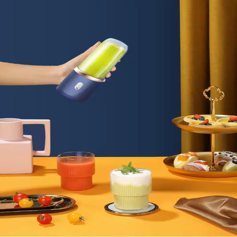 Portable Mini Juicer Blender – 6-Blade USB Rechargeable Smoothie Maker, 400ml Cup - DailyFixx 