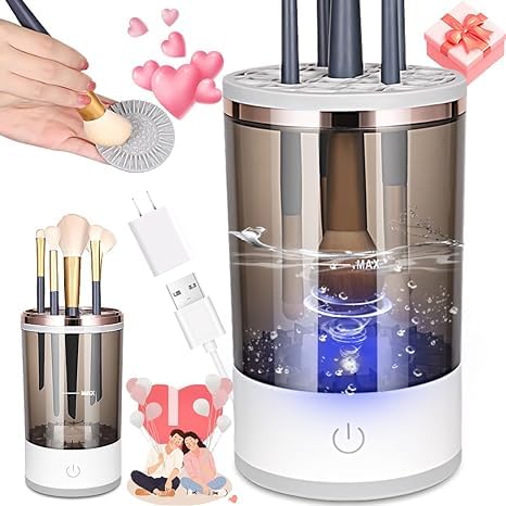 2-in-1 Electric Makeup Brush Cleaner – Deep Clean & Dry in Seconds | For All Brush Sizes | Portable, USB Powered
