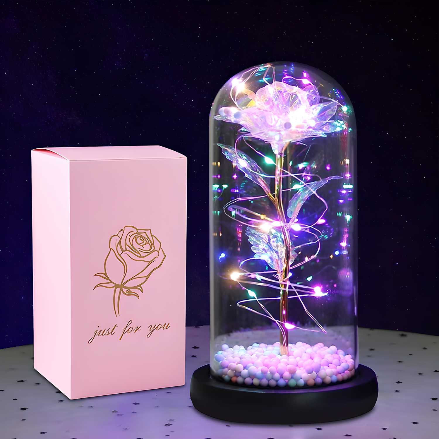 Enchanted LED Rose Dome Lamp – Aesthetic Gift for Her | Romantic Night Light Decor
