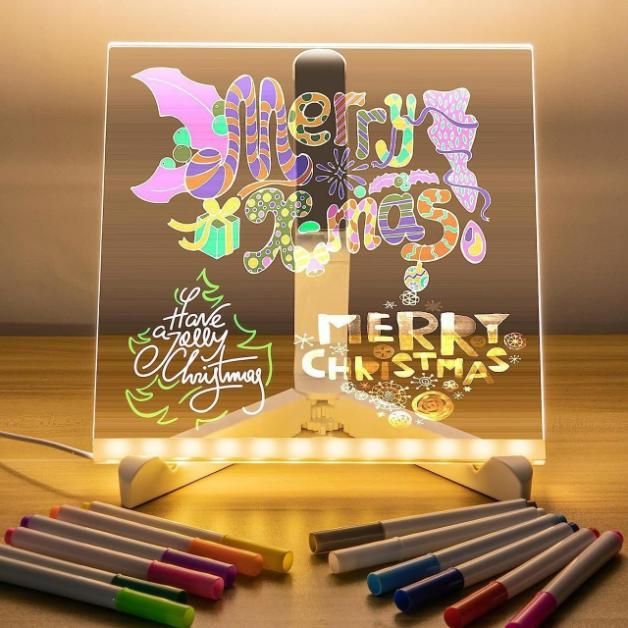 GlowBoard 3D LED Glass Writing Pad with 12 Neon Markers – Reusable Night Light Message Board for Kids, Creators & Home Decor