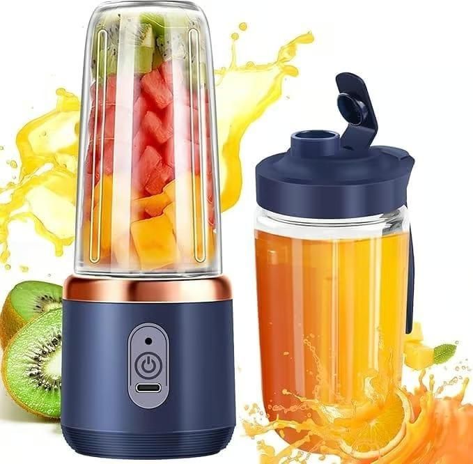Portable Mini Juicer Blender – 6-Blade USB Rechargeable Smoothie Maker, 400ml Cup - DailyFixx 