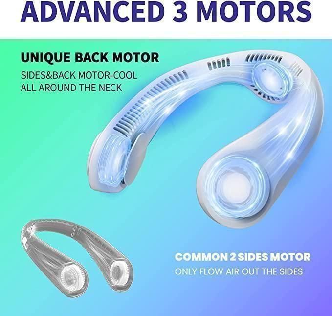 Portable Bladeless Neck Fan – USB Rechargeable, 360° Cooling, Hands-Free Wearable Fan - DailyFixx 
