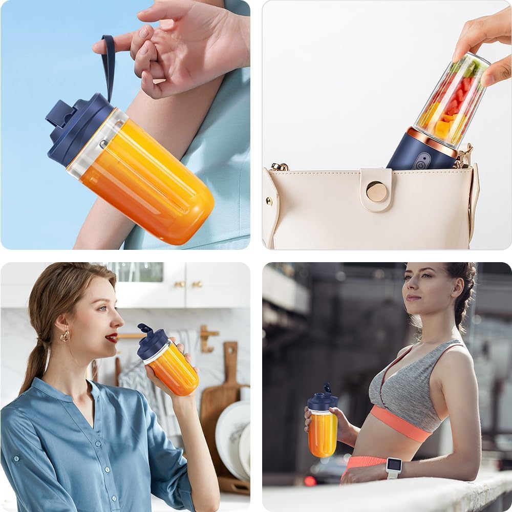 Portable Mini Juicer Blender – 6-Blade USB Rechargeable Smoothie Maker, 400ml Cup - DailyFixx 