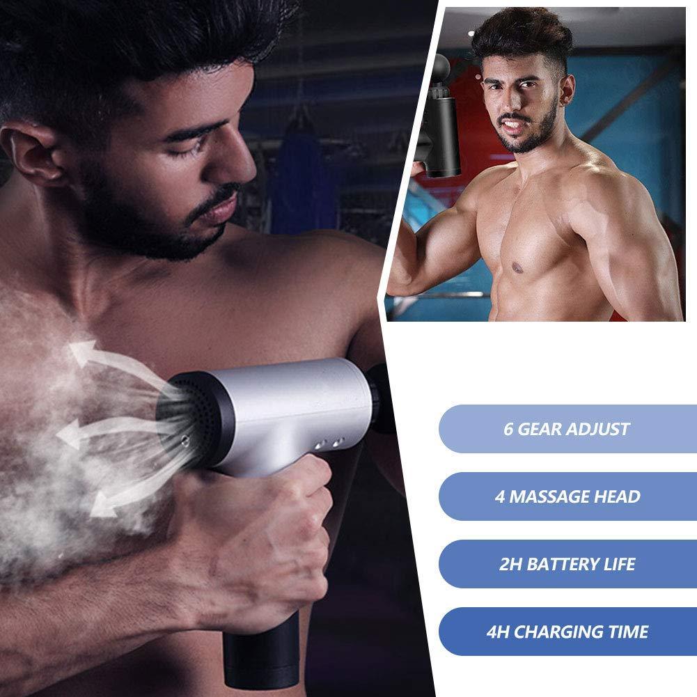 Deep Tissue Muscle Massage Gun – Cordless Percussion Massager with 4 Heads & 6 Speeds - DailyFixx 