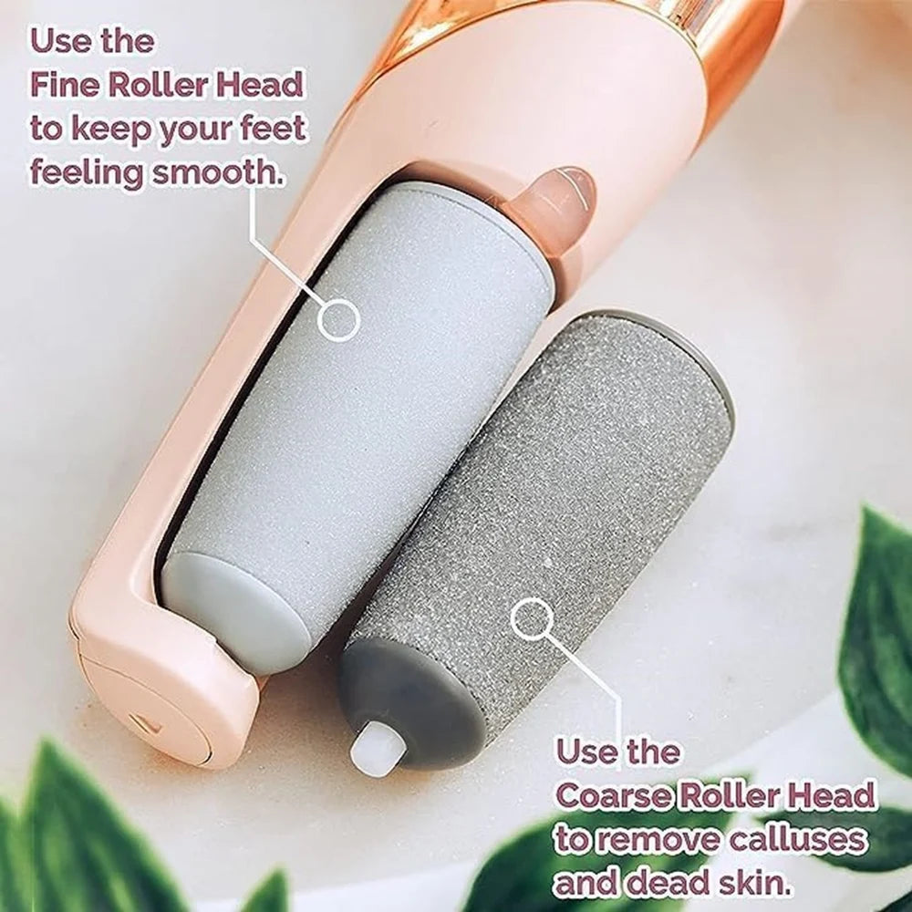 Electric Foot File & Callus Remover (Rechargeable, Dual-Roller) At-Home Pedicure Tool for Soft, Smooth Feet