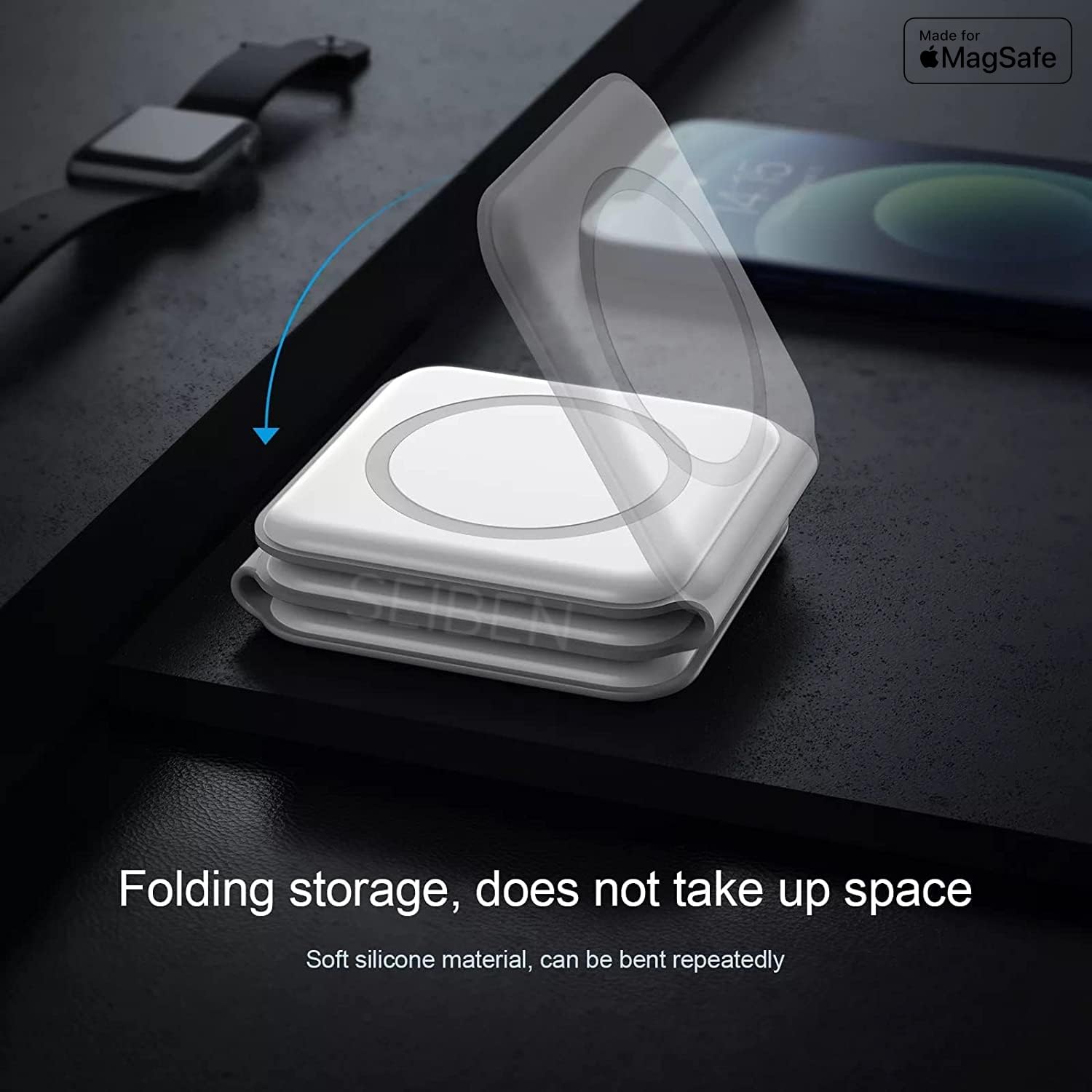 SEIBEN MagStyle™ Pearl – 3-in-1 Magnetic Foldable MagSafe Wireless Charger for iPhone, AirPods & Apple Watch (23W | USB-C | Pearl White) - DailyFixx 