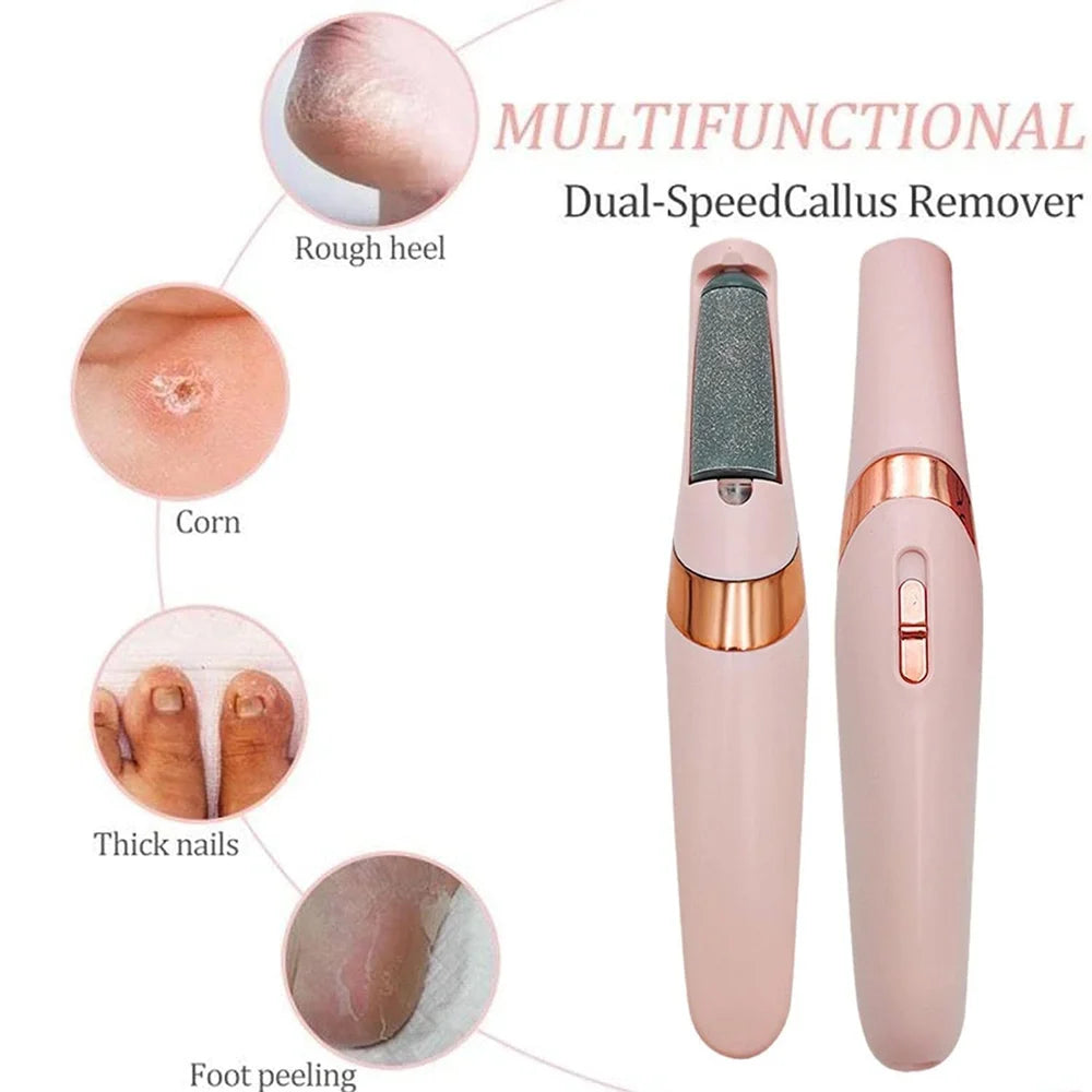 Electric Foot File & Callus Remover (Rechargeable, Dual-Roller) At-Home Pedicure Tool for Soft, Smooth Feet