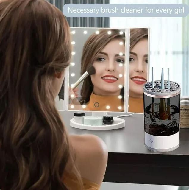 2-in-1 Electric Makeup Brush Cleaner – Deep Clean & Dry in Seconds | For All Brush Sizes | Portable, USB Powered