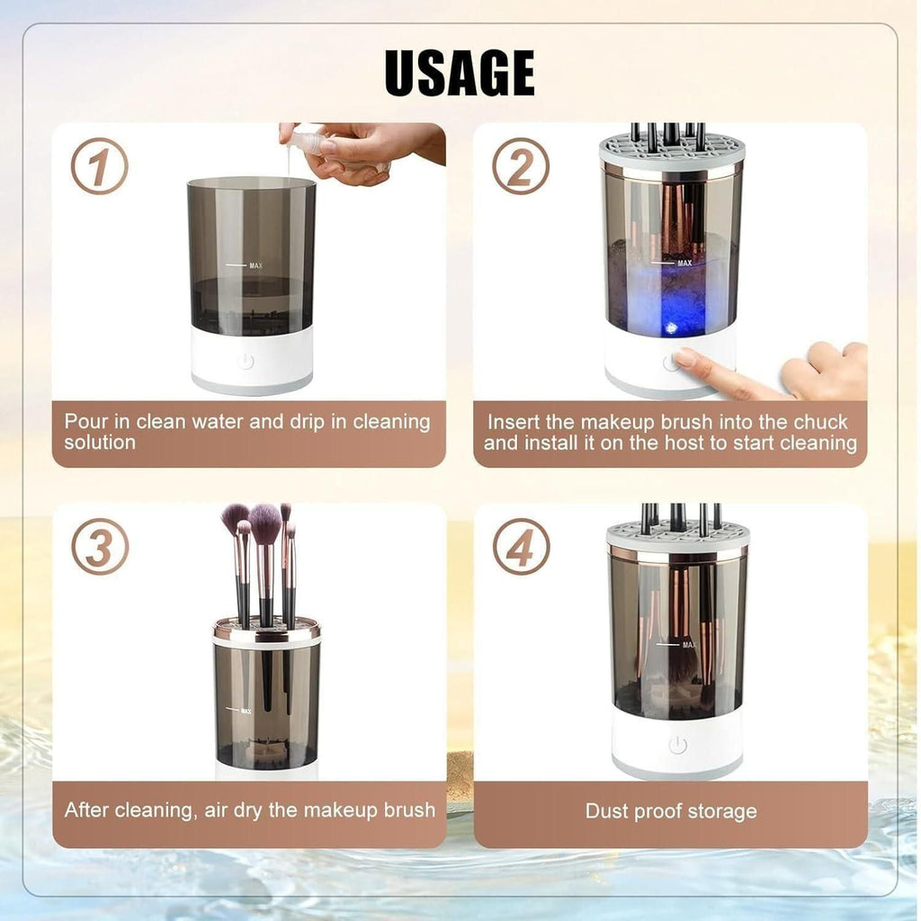 2-in-1 Electric Makeup Brush Cleaner – Deep Clean & Dry in Seconds | For All Brush Sizes | Portable, USB Powered