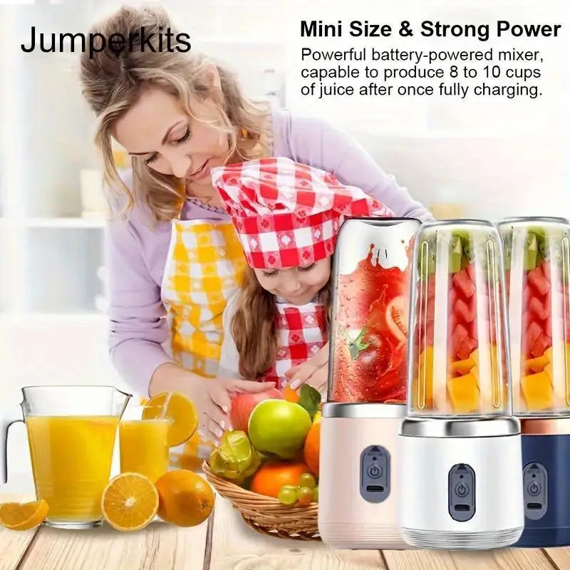 Portable Mini Juicer Blender – 6-Blade USB Rechargeable Smoothie Maker, 400ml Cup - DailyFixx 