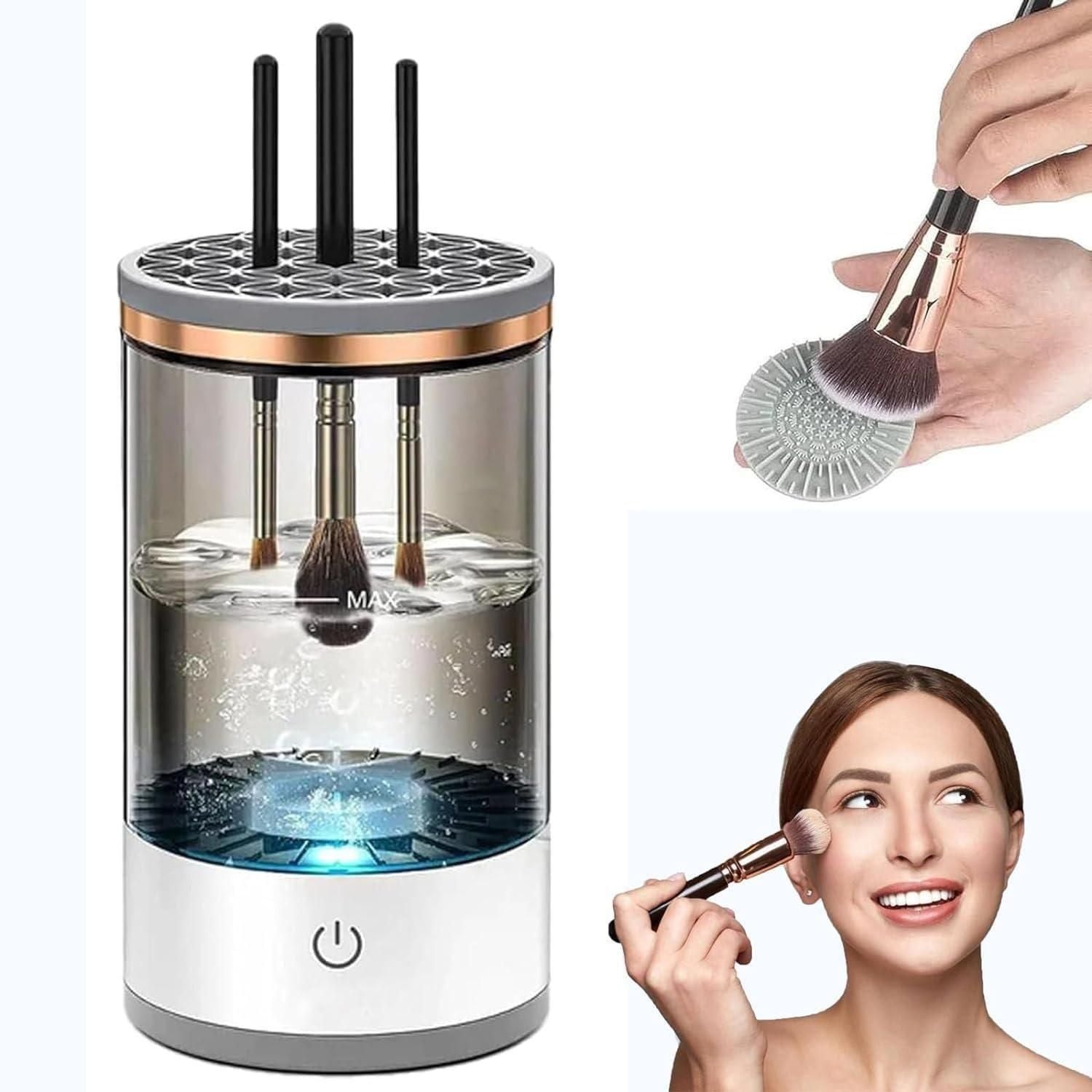 2-in-1 Electric Makeup Brush Cleaner – Deep Clean & Dry in Seconds | For All Brush Sizes | Portable, USB Powered