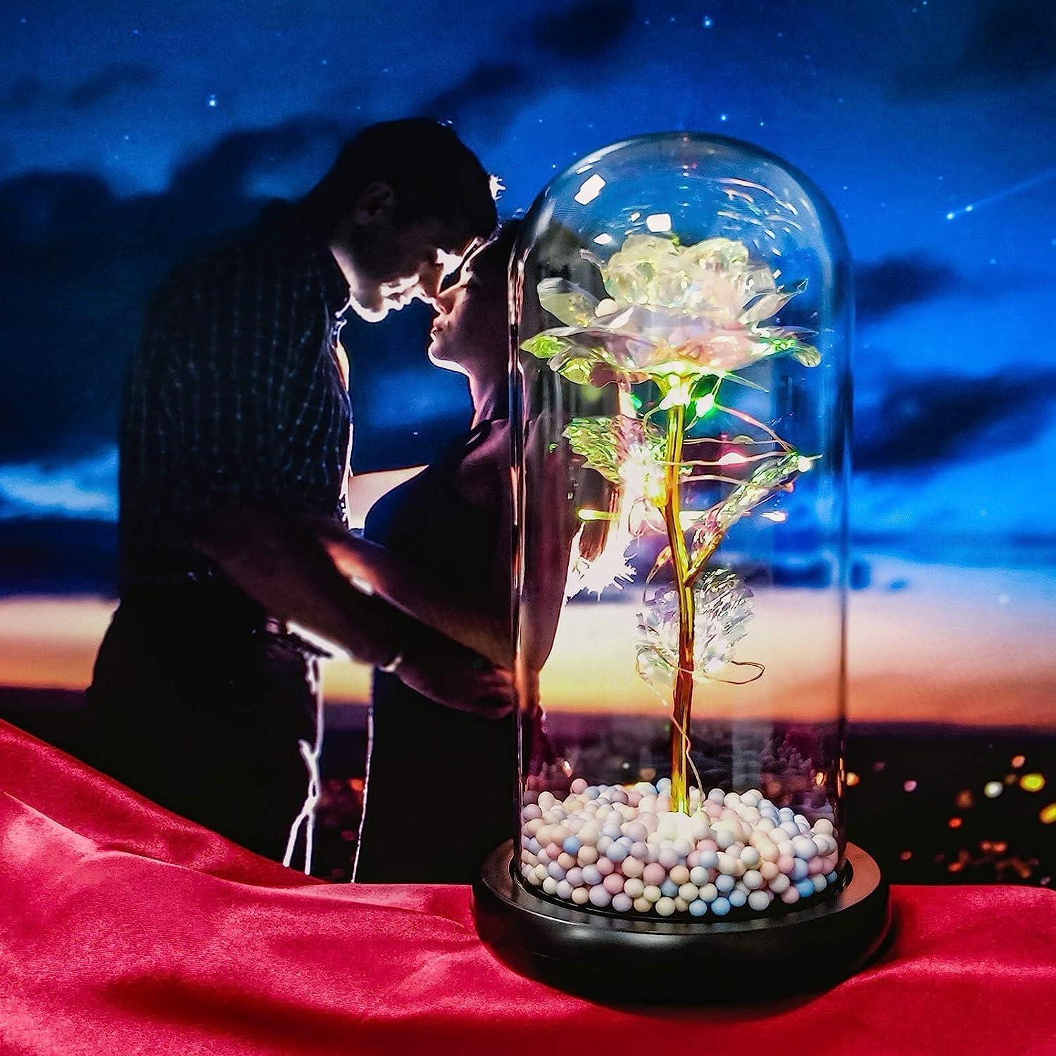 Enchanted LED Rose Dome Lamp – Aesthetic Gift for Her | Romantic Night Light Decor