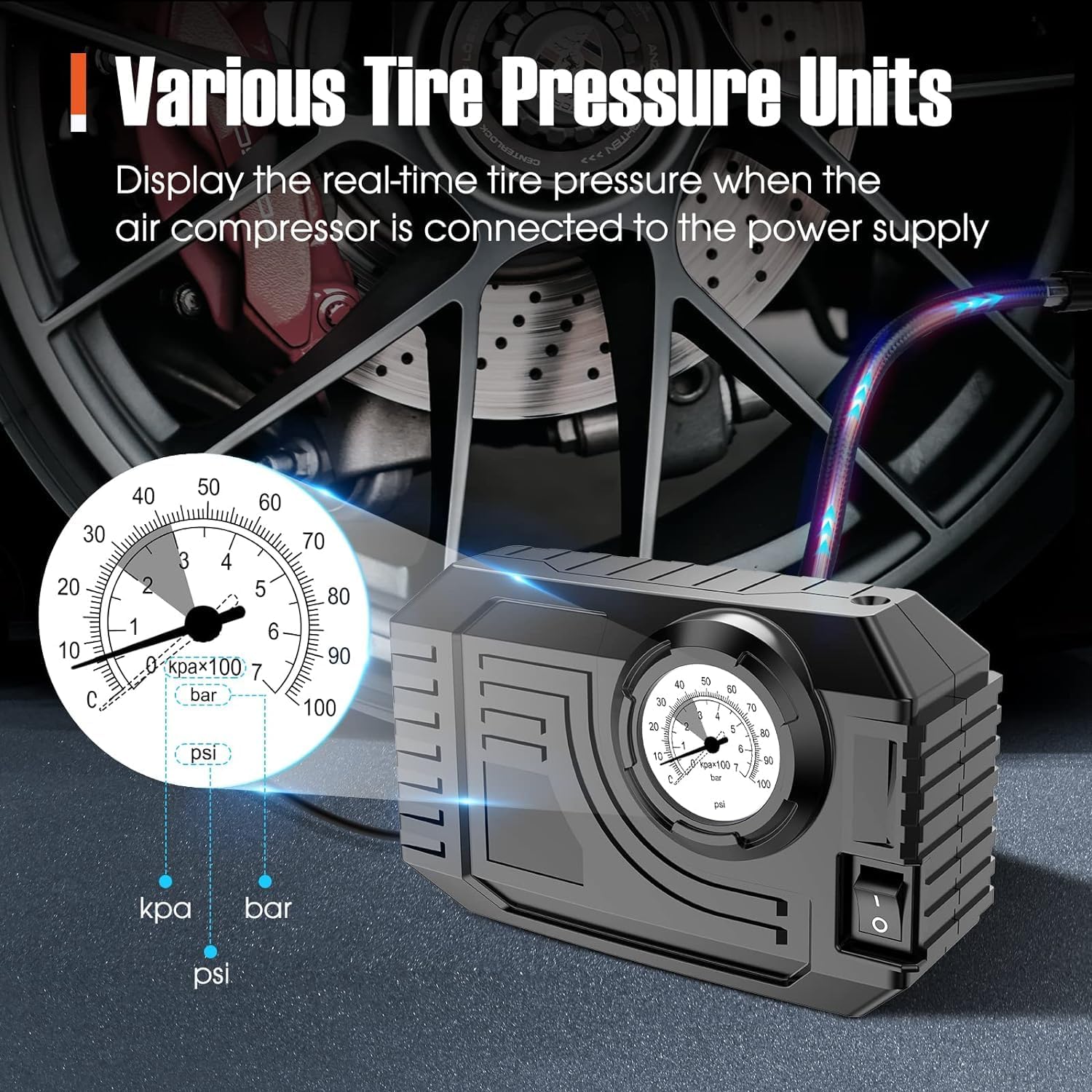 12V Portable Tire Inflator Air Compressor – Compact Pump for Car, Bike & Inflatables - DailyFixx 