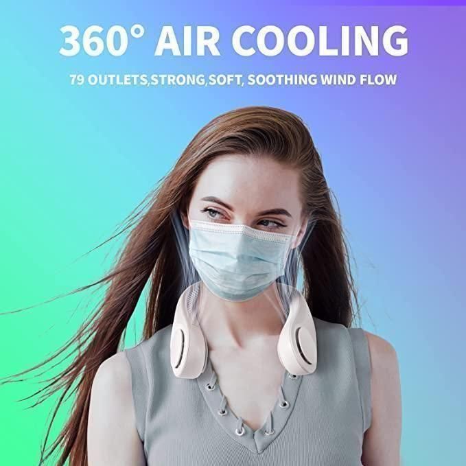 Portable Bladeless Neck Fan – USB Rechargeable, 360° Cooling, Hands-Free Wearable Fan - DailyFixx 