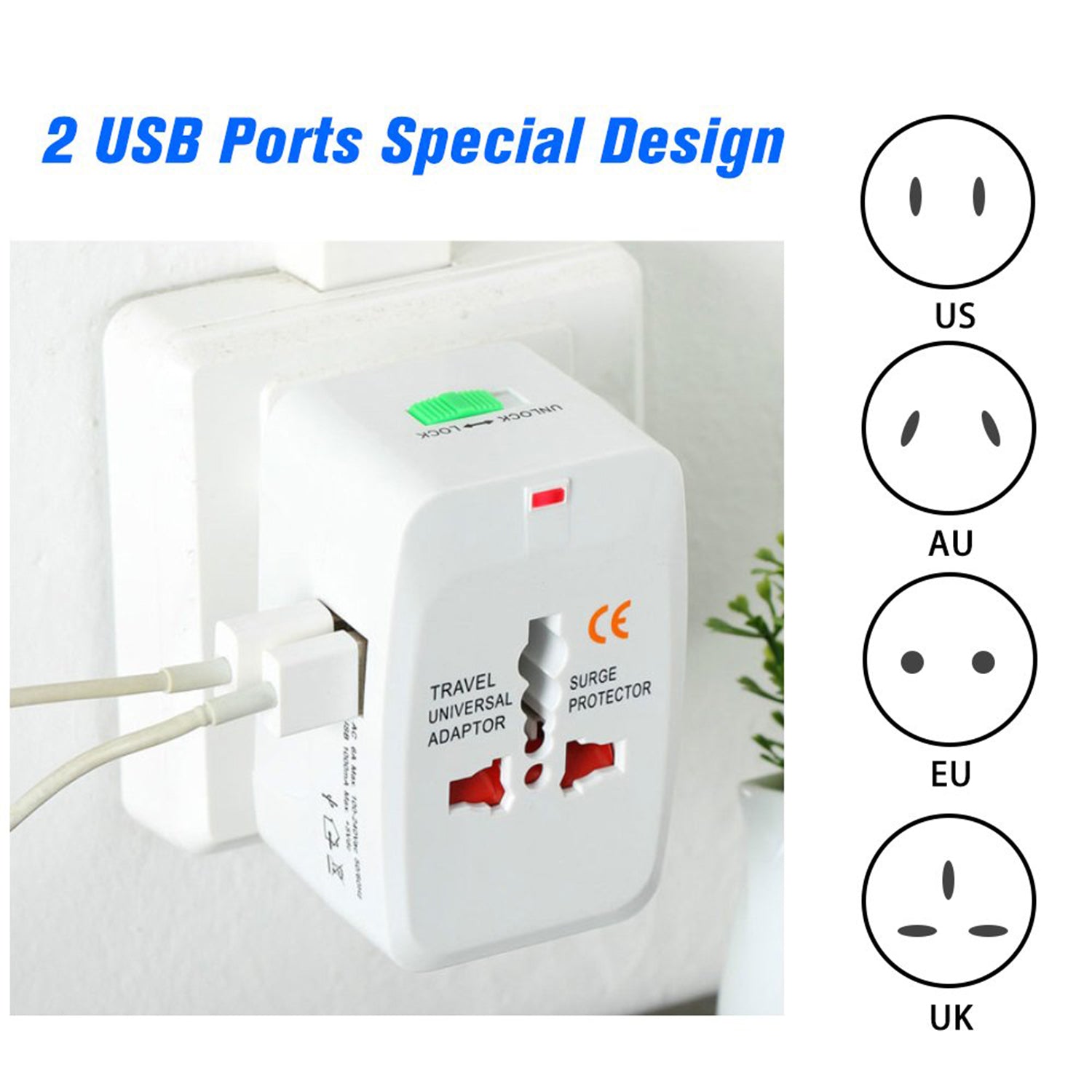 12671 All-in-one Universal Worldwide Travelling Ac Adaptor Plug (Au  Uk  Us  Eu) International Power Charger Electric Usb Power Plug Socket Adapter Converter (1 Pc) - DailyFixx 
