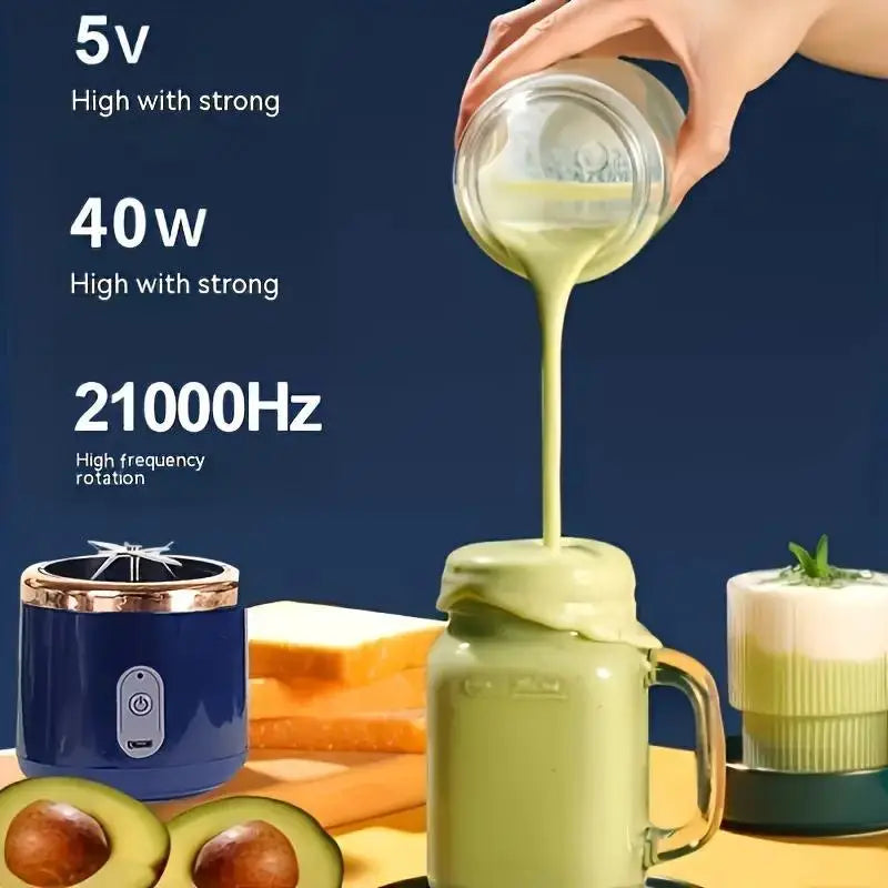 Portable Mini Juicer Blender – 6-Blade USB Rechargeable Smoothie Maker, 400ml Cup - DailyFixx 