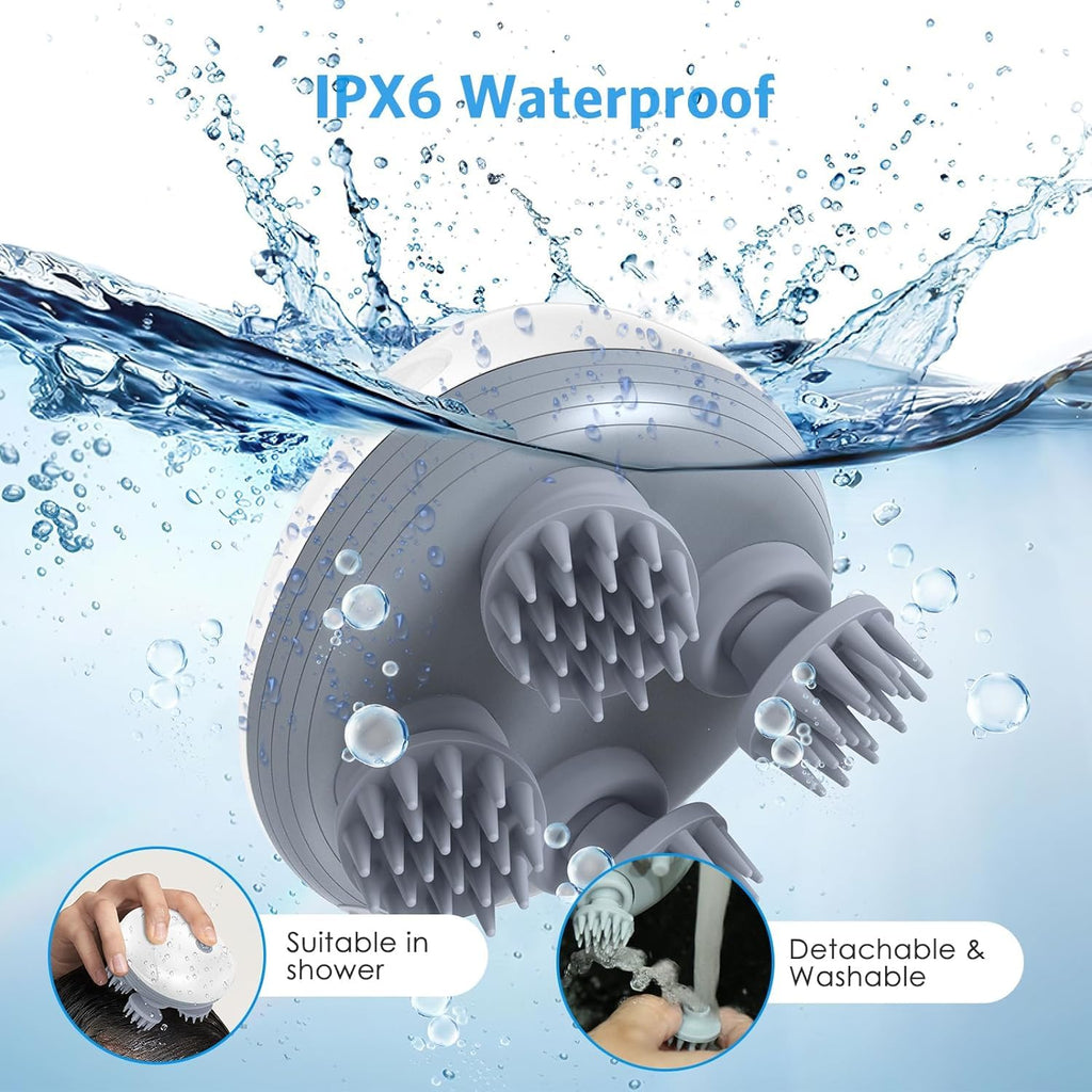 Electric Scalp Massager &  Pet Massager with 4 Kneading Heads – Rechargeable, Waterproof & Pet-Friendly