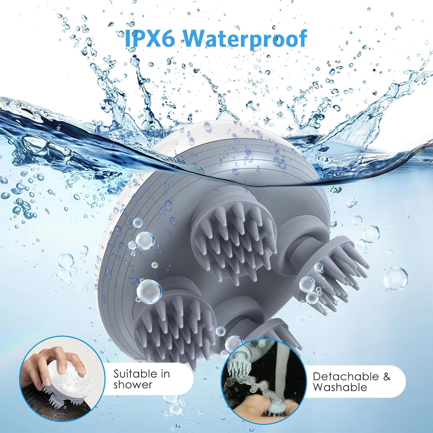 Electric Scalp Massager &  Pet Massager with 4 Kneading Heads – Rechargeable, Waterproof & Pet-Friendly