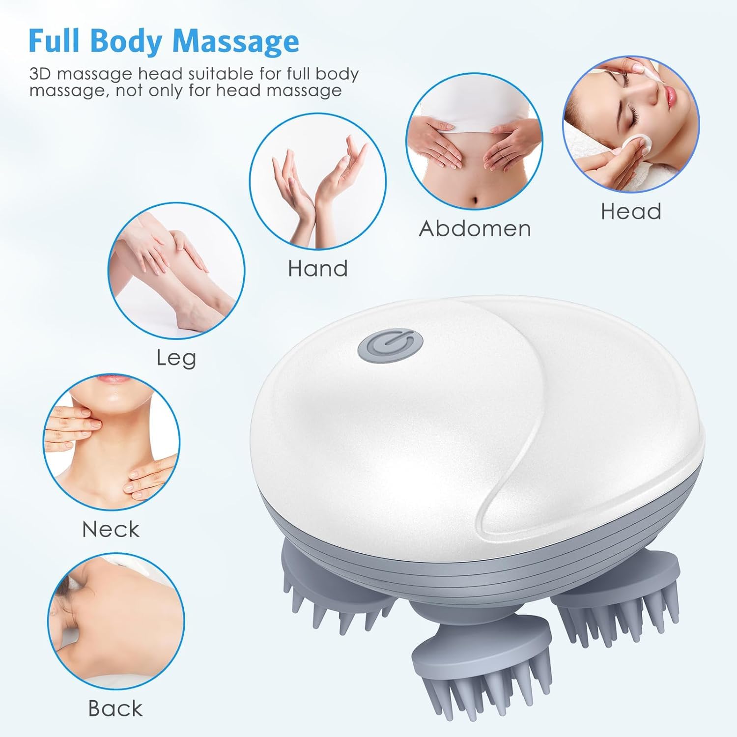 Electric Scalp Massager &  Pet Massager with 4 Kneading Heads – Rechargeable, Waterproof & Pet-Friendly