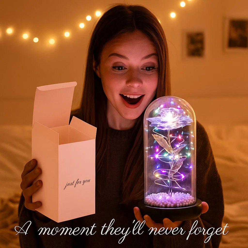 Enchanted LED Rose Dome Lamp – Aesthetic Gift for Her | Romantic Night Light Decor