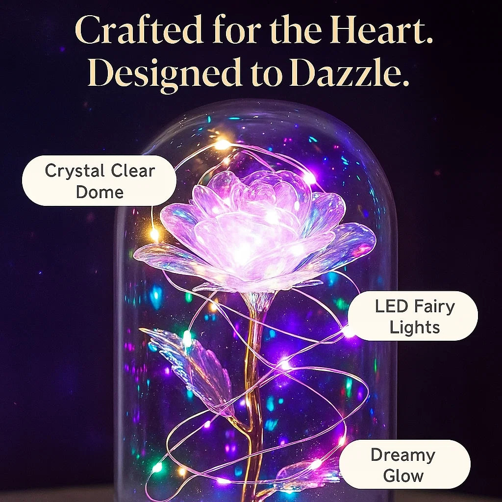 Enchanted LED Rose Dome Lamp – Aesthetic Gift for Her | Romantic Night Light Decor