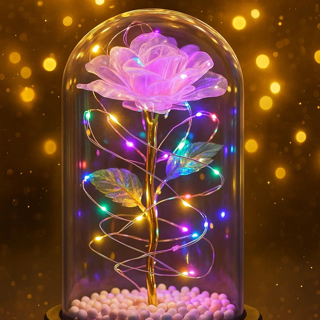 Enchanted LED Rose Dome Lamp – Aesthetic Gift for Her | Romantic Night Light Decor