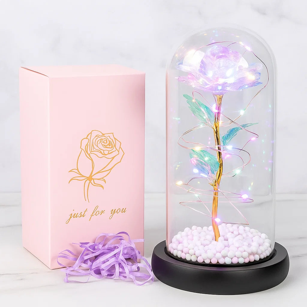 Enchanted LED Rose Dome Lamp – Aesthetic Gift for Her | Romantic Night Light Decor