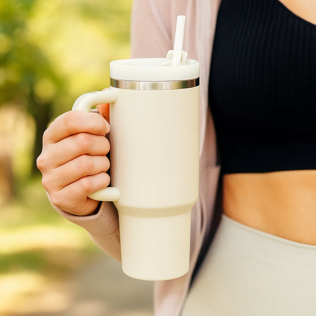 DailyFixx Premium Insulated Tumbler – 40oz | Spill-Proof | Hot & Cold | With Straw & Comfort Grip