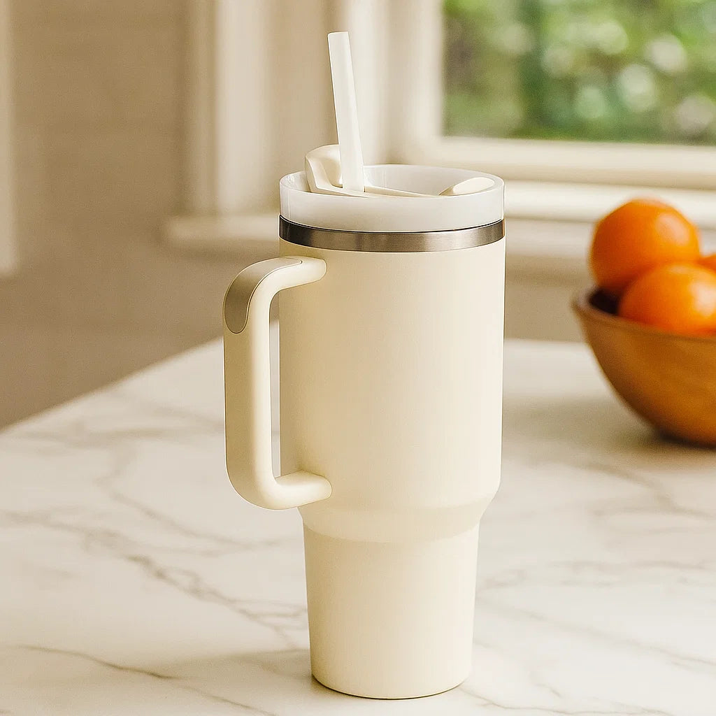 DailyFixx Premium Insulated Tumbler – 40oz | Spill-Proof | Hot & Cold | With Straw & Comfort Grip