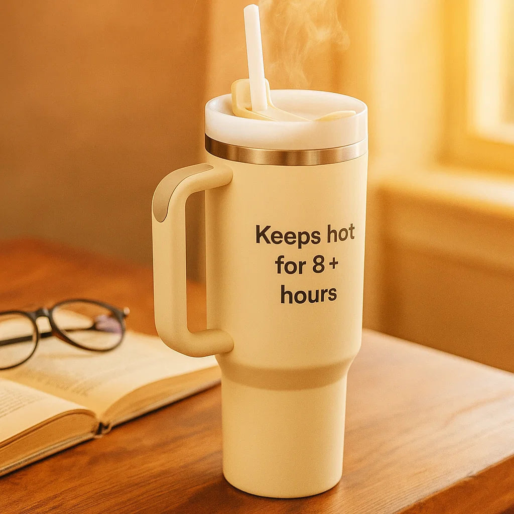 DailyFixx Premium Insulated Tumbler – 40oz | Spill-Proof | Hot & Cold | With Straw & Comfort Grip