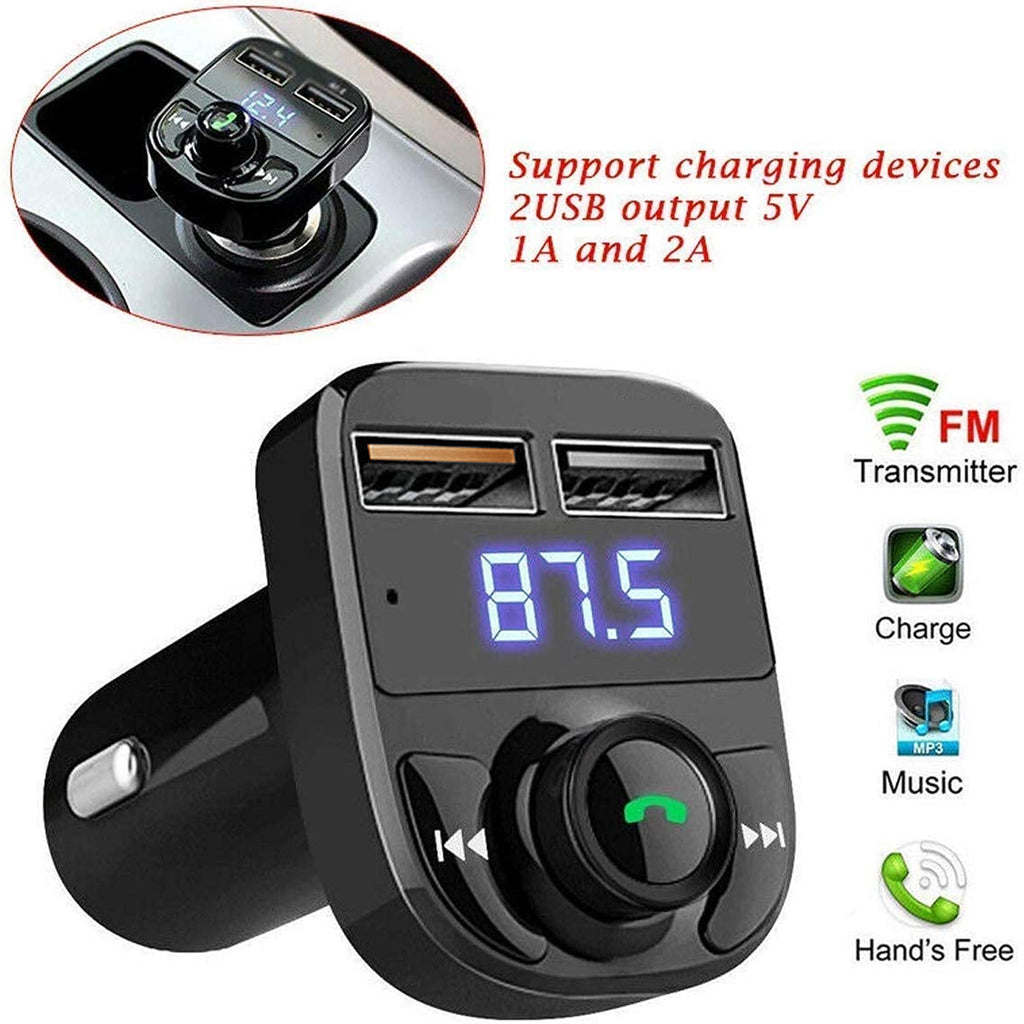 8533 Car-x8 Bluetooth Fm Transmitter Kit For Hands-free Call Receiver  Music Player  Call Receiver  Fast Mobile Charger Ports For All Smartphoneswith 3.1a Quick Charge Dual Usb Car Charger - DailyFixx 