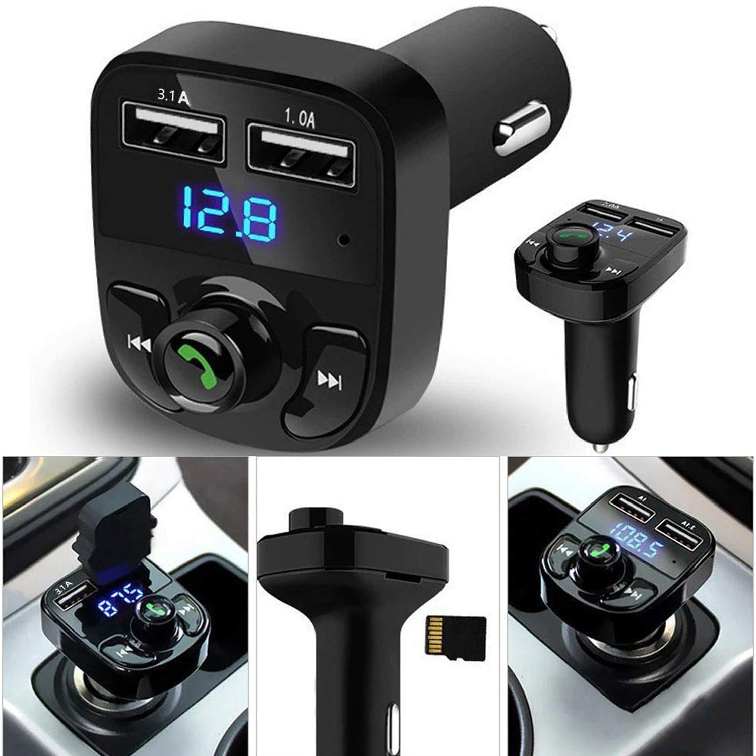 8533 Car-x8 Bluetooth Fm Transmitter Kit For Hands-free Call Receiver  Music Player  Call Receiver  Fast Mobile Charger Ports For All Smartphoneswith 3.1a Quick Charge Dual Usb Car Charger - DailyFixx 