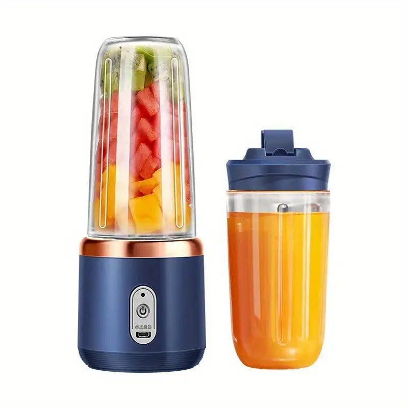 Portable Mini Juicer Blender – 6-Blade USB Rechargeable Smoothie Maker, 400ml Cup - DailyFixx 