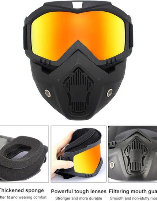 Goggle Mask Anti Scratch UV Protective Open Face & Eyewear Windproof Dirt Shield Adjustable Strap Soft Foam Padded Detachable - DailyFixx 