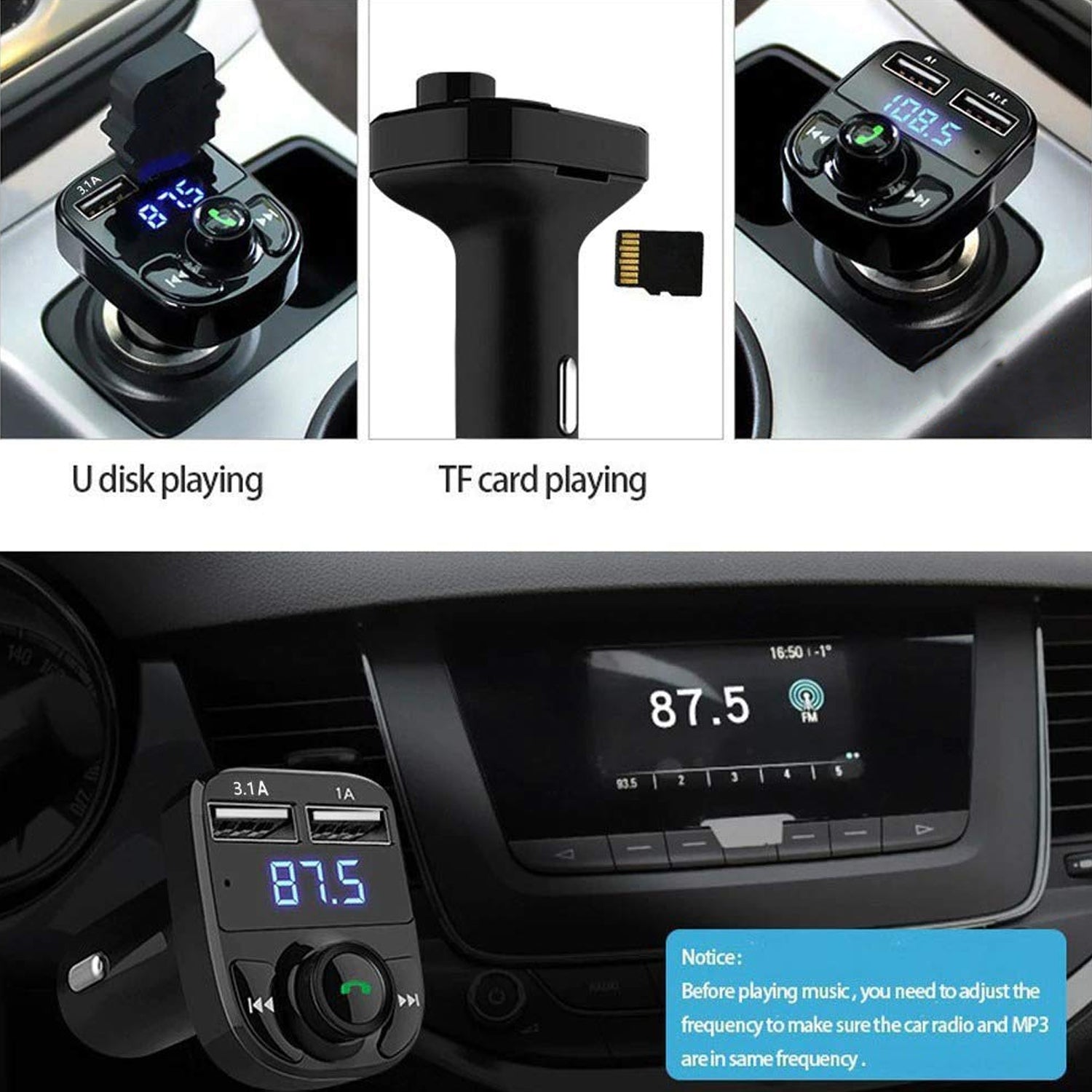 8533 Car-x8 Bluetooth Fm Transmitter Kit For Hands-free Call Receiver  Music Player  Call Receiver  Fast Mobile Charger Ports For All Smartphoneswith 3.1a Quick Charge Dual Usb Car Charger - DailyFixx 