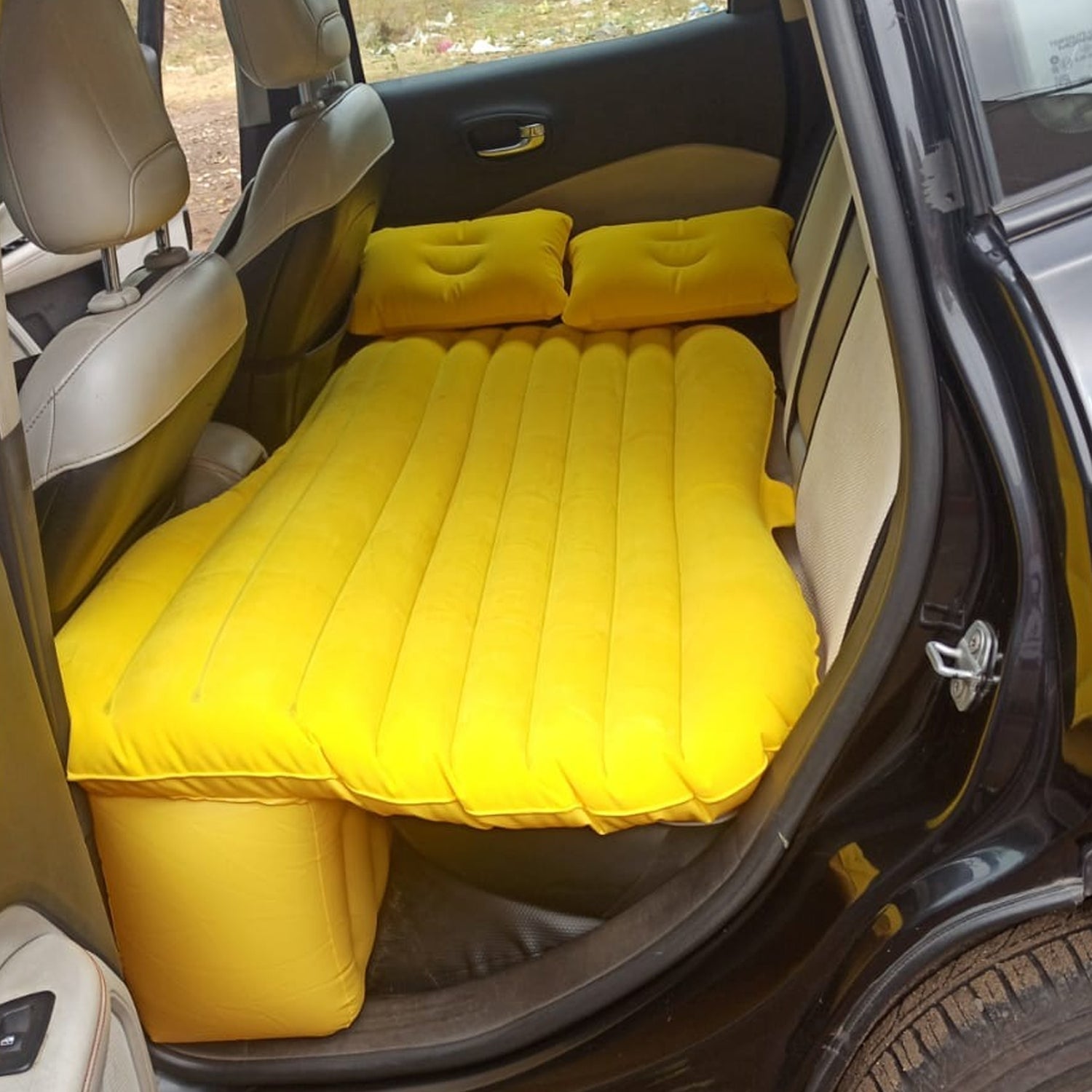Car Inflatable Bed With 2 Pillows   Air Pump (Portable) For Travel Camping Vacation  Polyester Inflatable Travel Car Bed Air Sofa