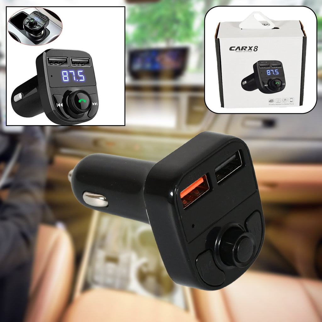 8533 Car-x8 Bluetooth Fm Transmitter Kit For Hands-free Call Receiver  Music Player  Call Receiver  Fast Mobile Charger Ports For All Smartphoneswith 3.1a Quick Charge Dual Usb Car Charger - DailyFixx 